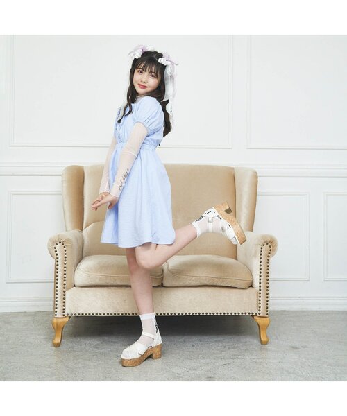 algy（アルジー）の「バックりぼんワンピ&シアーロンTセット（ワンピース・キッズ・ブラック/サックスブルー・MEDIUM/X-SMALL/SMALL/XX-SMALL）」の9枚目の写真