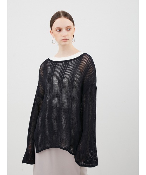 MIESROHE ミースロエ　シアーストライプベルスリーブニットTOPS MIESROHE（ミースロエ）の「sustainableシアーストライプベル