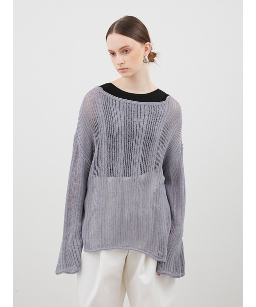 MIESROHE ミースロエ　シアーストライプベルスリーブニットTOPS MIESROHE（ミースロエ）の「sustainableシアーストライプベル