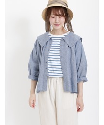 Samansa Mos2 | 【ETHICAL CRAFTS】リサイクルリネン混セーラー羽織シャツ(シャツ/ブラウス)