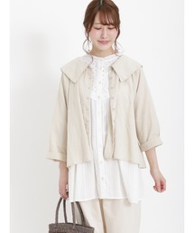 Samansa Mos2 | 【ETHICAL CRAFTS】リサイクルリネン混セーラー羽織シャツ(シャツ/ブラウス)