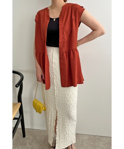 palm RICHE(ポームリシュ)の「スパンブロード前後2WAYチュニックブラウス(シャツ/ブラウス・レディース・オフホワイト/ブラック/ブルー/オレンジ・M)」の15枚目の写真