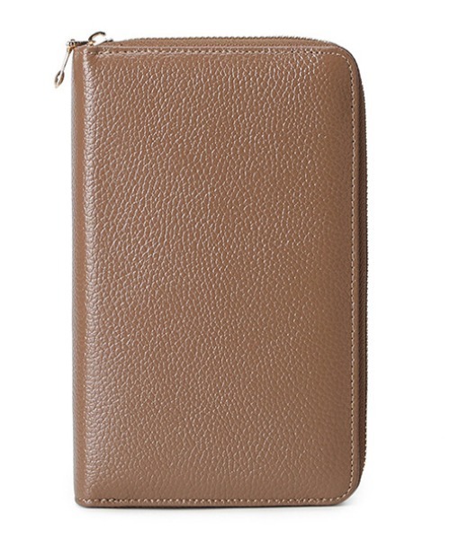 DEVICE（デバイス）の「【本革でたくさん入る】ラウンドファスナー レザー通帳ケース（パスポートケース・レディース・グレー/グレイッシュベージュ/ブラウン系その他/ブルー系その他・FREE）」の2枚目の写真