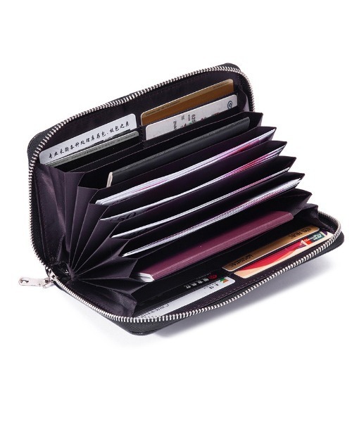 DEVICE（デバイス）の「【本革でたくさん入る】ラウンドファスナー レザー通帳ケース（パスポートケース・レディース・グレー/グレイッシュベージュ/ブラウン系その他/ブルー系その他・FREE）」の11枚目の写真