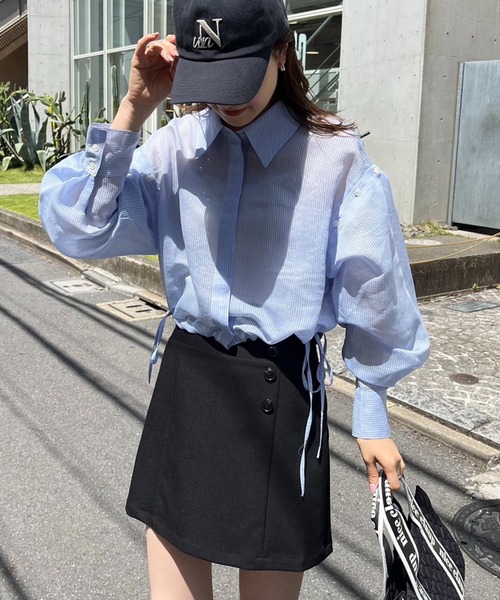 one after another NICE CLAUP(ワンアフターアナザーナイスクラップ)の「ボタンハイウエストスカート(スカート・レディース・ブラック/グレー/アイボリー/ホワイト系その他・FREE)」の10枚目の写真