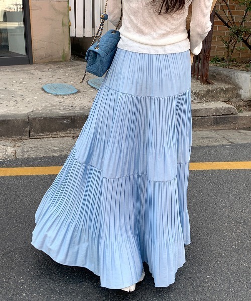25h19 新品 ロシャス プリーツスカート フレアスカート シルク