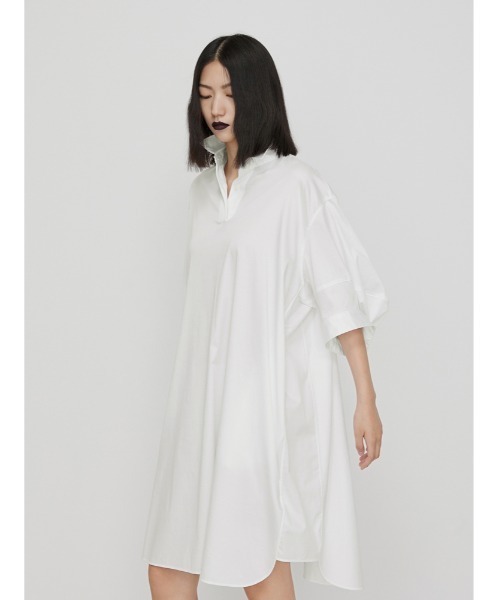 JNBY（ジェーエヌビーワイ）の「Minimalist Stretch-cotton Shirt Dress（シャツワンピース・レディース・ブラック/ホワイト/グリーン・36/34/38）」の20枚目の写真