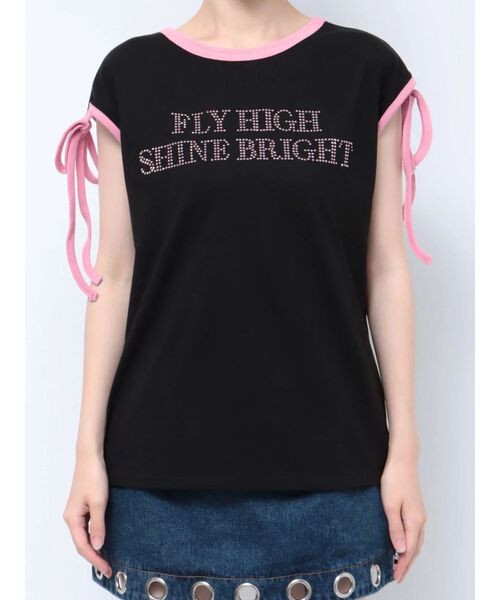 jouetie（ジュエティ）の「スタッズロゴショルダーリボン Tシャツ（Tシャツ/カットソー・レディース・ブラック/レッド/オフホワイト・MEDIUM）」の19枚目の写真