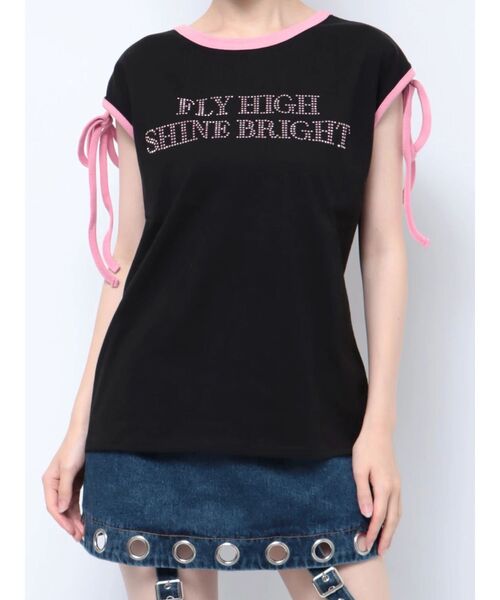 jouetie（ジュエティ）の「スタッズロゴショルダーリボン Tシャツ（Tシャツ/カットソー・レディース・ブラック/レッド/オフホワイト・MEDIUM）」の16枚目の写真