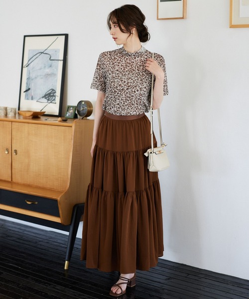 Andemiu(アンデミュウ)の「フルーレットプリントシアーT962803(Tシャツ/カットソー・レディース・ブラウン/イエロー/ブルー・FREE)」の13枚目の写真