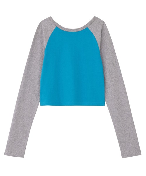 X-girl（エックスガール）の「BABY RAGLAN TOP（Tシャツ/カットソー・レディース・アッシュ/ホワイト/ライトブルー・S/M）」の5枚目の写真
