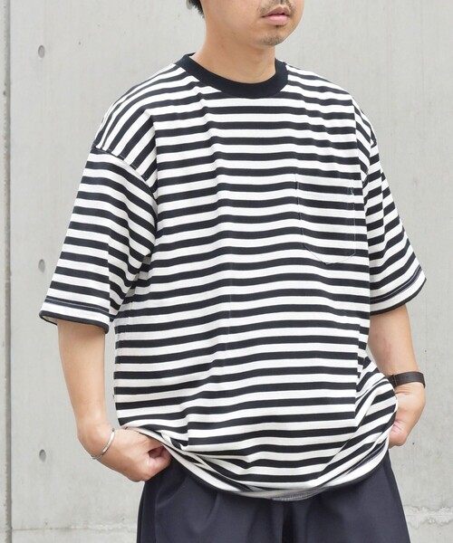 SHIPS any（シップス エニィ）の「SHIPS any: ベーシック ボーダー バリエーション Tシャツ◇（Tシャツ/カットソー・メンズ・コバルトブルー/ロイヤルブルー/ダークブルー/グレー系/ブルー系/ブルー/ダークグレー/ネイビー/チャコールグレー/ライトブルー/スカイブルー/ブラック・SMALL/MEDIUM/LARGE）」の4枚目の写真