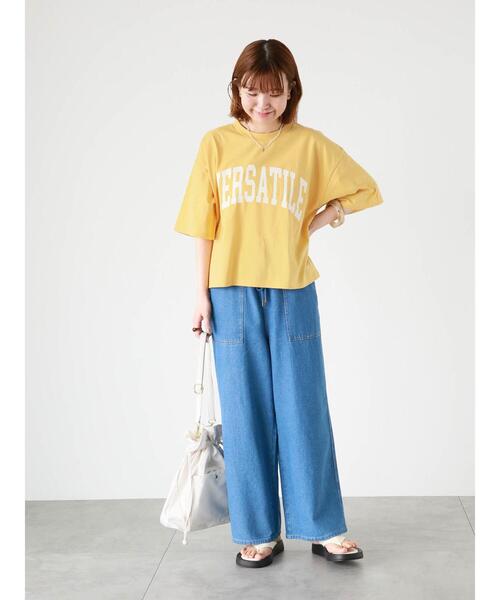 Lugnoncure(ルノンキュール)の「ロゴプリントTシャツ(Tシャツ/カットソー・レディース・イエロー/オフホワイト/チャコールグレー・F)」の22枚目の写真