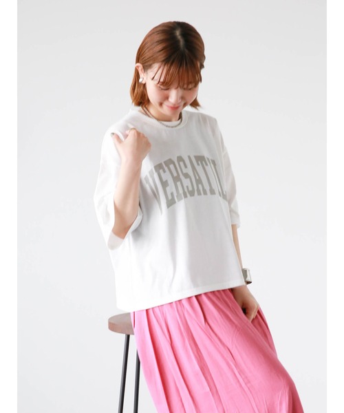 Lugnoncure(ルノンキュール)の「ロゴプリントTシャツ(Tシャツ/カットソー・レディース・イエロー/オフホワイト/チャコールグレー・F)」の2枚目の写真