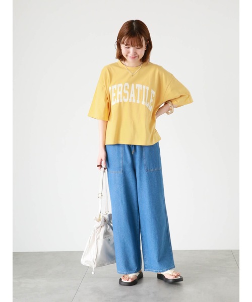 Lugnoncure(ルノンキュール)の「ロゴプリントTシャツ(Tシャツ/カットソー・レディース・イエロー/オフホワイト/チャコールグレー・F)」の5枚目の写真