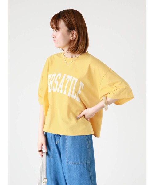 Lugnoncure(ルノンキュール)の「ロゴプリントTシャツ(Tシャツ/カットソー・レディース・イエロー/オフホワイト/チャコールグレー・F)」の6枚目の写真