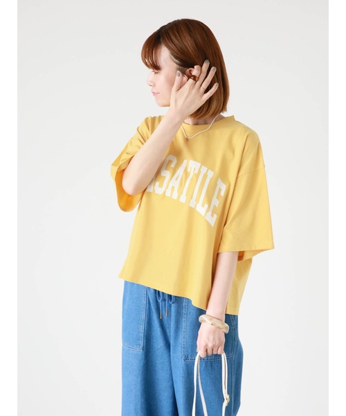 Lugnoncure(ルノンキュール)の「ロゴプリントTシャツ(Tシャツ/カットソー・レディース・イエロー/オフホワイト/チャコールグレー・F)」の7枚目の写真