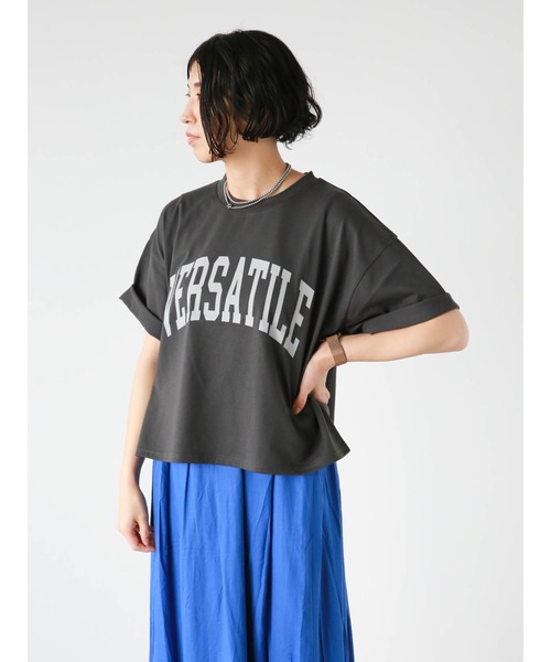 Lugnoncure(ルノンキュール)の「ロゴプリントTシャツ(Tシャツ/カットソー・レディース・イエロー/オフホワイト/チャコールグレー・F)」の10枚目の写真