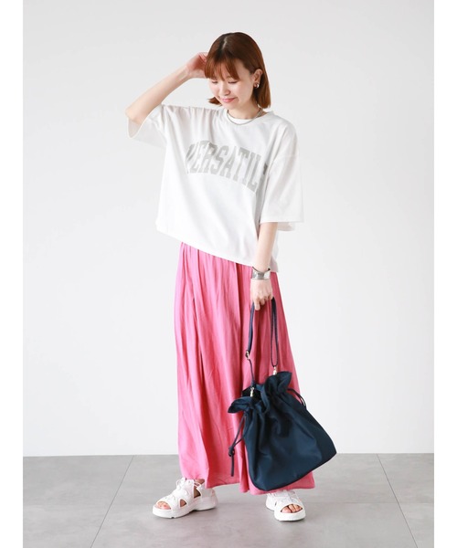 Lugnoncure(ルノンキュール)の「ロゴプリントTシャツ(Tシャツ/カットソー・レディース・イエロー/オフホワイト/チャコールグレー・F)」の11枚目の写真