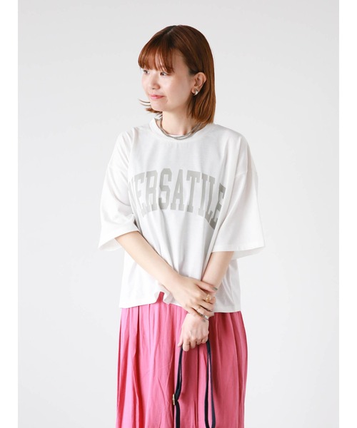 Lugnoncure(ルノンキュール)の「ロゴプリントTシャツ(Tシャツ/カットソー・レディース・イエロー/オフホワイト/チャコールグレー・F)」の13枚目の写真