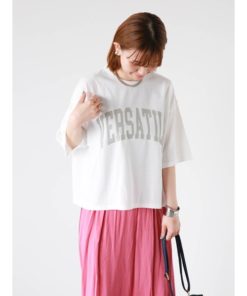 Lugnoncure(ルノンキュール)の「ロゴプリントTシャツ(Tシャツ/カットソー・レディース・イエロー/オフホワイト/チャコールグレー・F)」の16枚目の写真