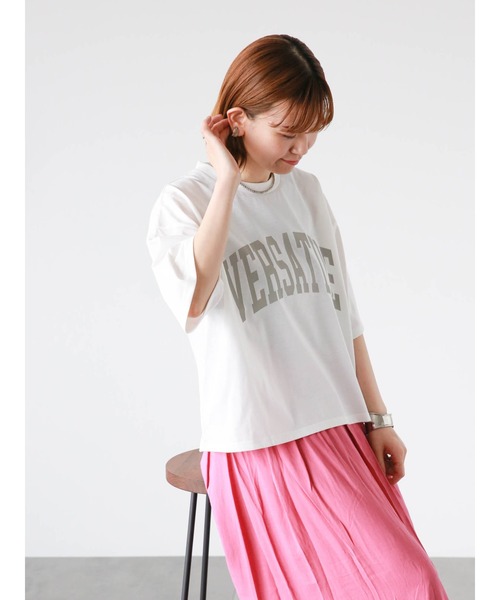 Lugnoncure(ルノンキュール)の「ロゴプリントTシャツ(Tシャツ/カットソー・レディース・イエロー/オフホワイト/チャコールグレー・F)」の17枚目の写真