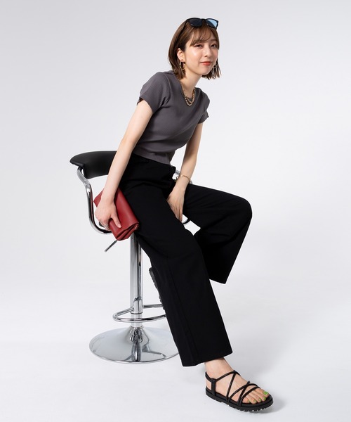 PERSON'S(パーソンズ)の「PERSON'S/パーソンズ OTONA バギー ウエストゴム ボトムス デニムパンツ ジーンズ(デニムパンツ・レディース・ワンウォッシュ/ブラック・L/M/S/XS)」の1枚目の写真