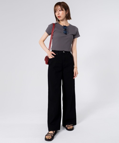PERSON'S(パーソンズ)の「PERSON'S/パーソンズ OTONA バギー ウエストゴム ボトムス デニムパンツ ジーンズ(デニムパンツ・レディース・ワンウォッシュ/ブラック・L/M/S/XS)」の10枚目の写真