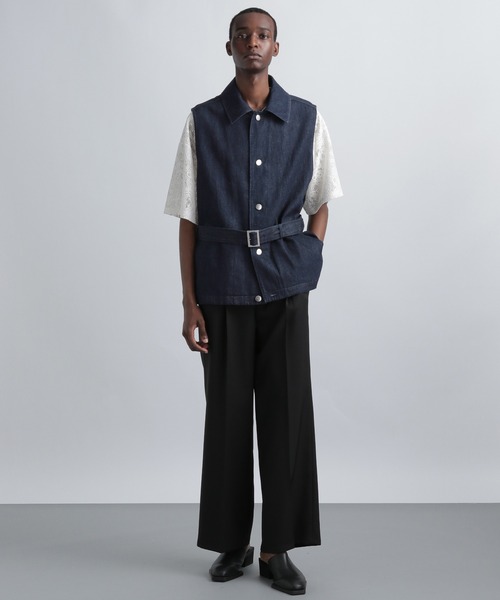 HARE（ハレ）の「ベルテッドデニムベスト(HARE)（ベスト・メンズ・インディゴブルー/ブラック・FREE）」の8枚目の写真