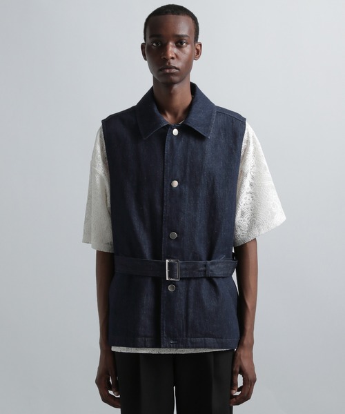 HARE（ハレ）の「ベルテッドデニムベスト(HARE)（ベスト・メンズ・インディゴブルー/ブラック・FREE）」の10枚目の写真