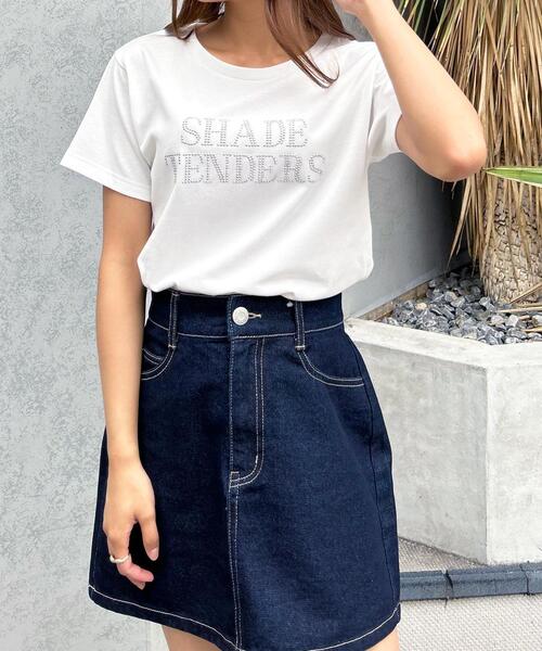 INGNI（イング）の「ラインメタルロゴTシャツ（Tシャツ/カットソー・レディース・ホワイト×シルバー/ローズ系2/ブラック×シルバー・M）」の9枚目の写真
