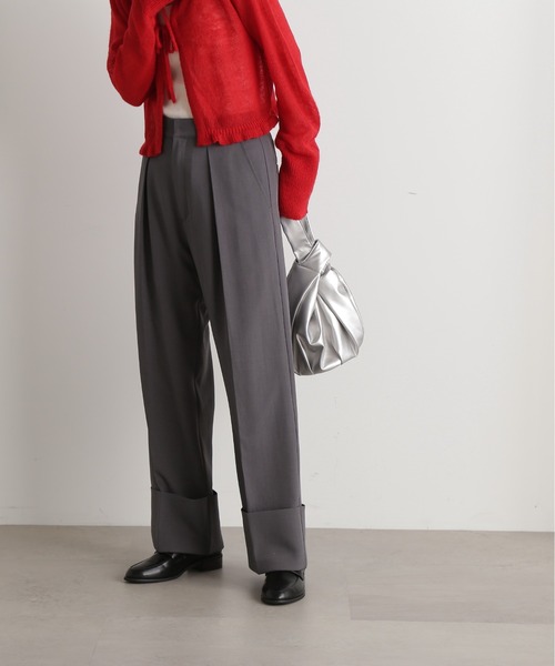 N.（N. Natural Beauty Basic）（エヌエヌナチュラルビューティーベーシック）の「◆ロールアップワイドパンツ（スラックス・レディース・イエロー/グレー・MEDIUM）」の3枚目の写真