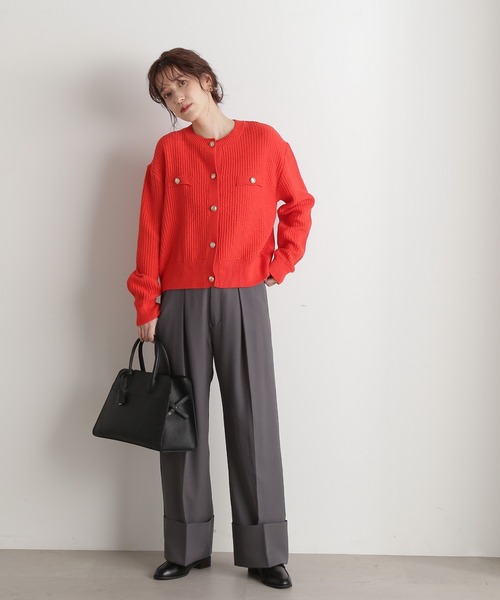 N.（N. Natural Beauty Basic）（エヌエヌナチュラルビューティーベーシック）の「◆ロールアップワイドパンツ（スラックス・レディース・イエロー/グレー・MEDIUM）」の6枚目の写真