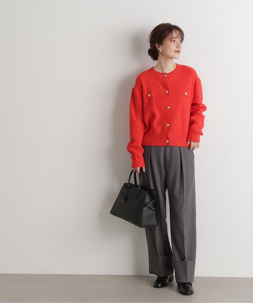 N.（N. Natural Beauty Basic）（エヌエヌナチュラルビューティーベーシック）の「◆ロールアップワイドパンツ（スラックス・レディース・イエロー/グレー・MEDIUM）」の7枚目の写真