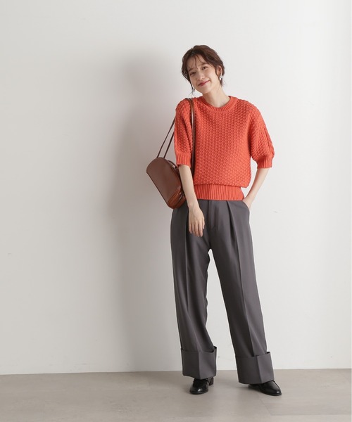 N.（N. Natural Beauty Basic）（エヌエヌナチュラルビューティーベーシック）の「◆ロールアップワイドパンツ（スラックス・レディース・イエロー/グレー・MEDIUM）」の8枚目の写真