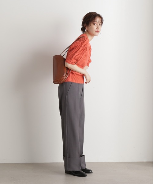 N.（N. Natural Beauty Basic）（エヌエヌナチュラルビューティーベーシック）の「◆ロールアップワイドパンツ（スラックス・レディース・イエロー/グレー・MEDIUM）」の9枚目の写真