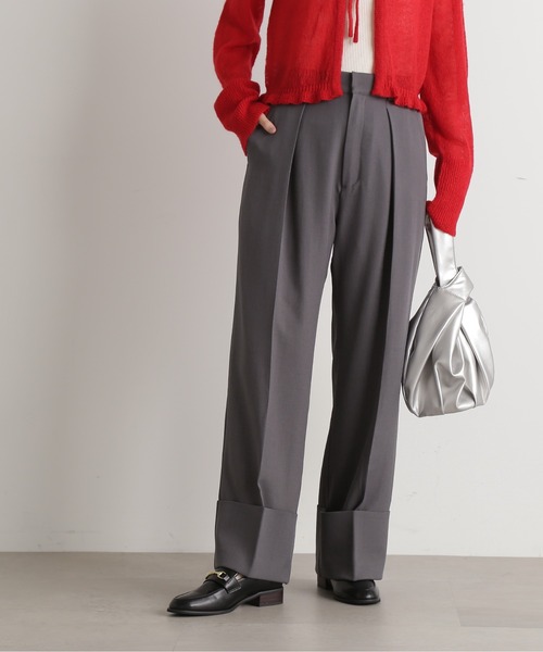 N.（N. Natural Beauty Basic）（エヌエヌナチュラルビューティーベーシック）の「◆ロールアップワイドパンツ（スラックス・レディース・イエロー/グレー・MEDIUM）」の12枚目の写真