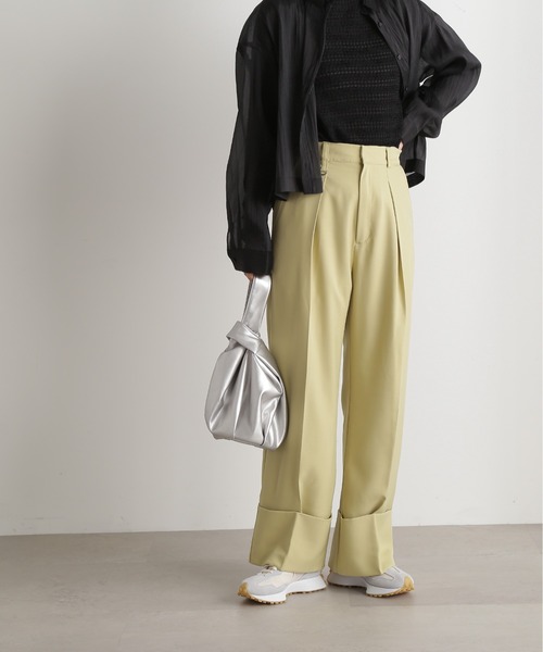 N.（N. Natural Beauty Basic）（エヌエヌナチュラルビューティーベーシック）の「◆ロールアップワイドパンツ（スラックス・レディース・イエロー/グレー・MEDIUM）」の13枚目の写真