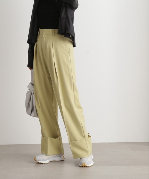 N.（N. Natural Beauty Basic）（エヌエヌナチュラルビューティーベーシック）の「◆ロールアップワイドパンツ（スラックス・レディース・イエロー/グレー・MEDIUM）」の14枚目の写真