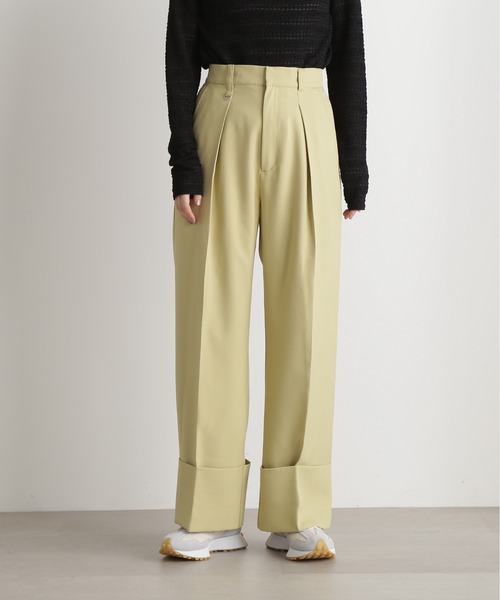 N.（N. Natural Beauty Basic）（エヌエヌナチュラルビューティーベーシック）の「◆ロールアップワイドパンツ（スラックス・レディース・イエロー/グレー・MEDIUM）」の18枚目の写真