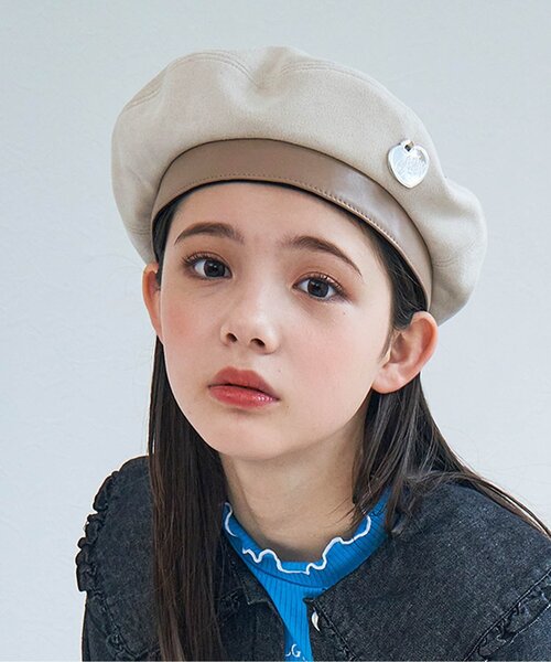 algy（アルジー）の「サークルシシュウベレー（ハンチング/ベレー帽・キッズ・ブラック/サックスブルー/ベージュ・SMALL/MEDIUM）」の3枚目の写真
