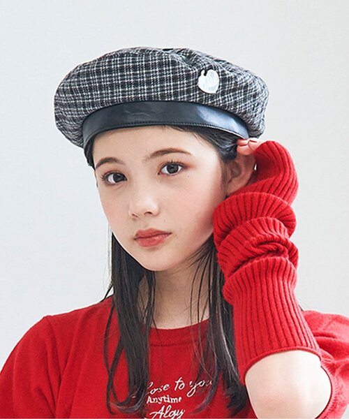 algy（アルジー）の「サークルシシュウベレー（ハンチング/ベレー帽・キッズ・ブラック/サックスブルー/ベージュ・SMALL/MEDIUM）」の2枚目の写真