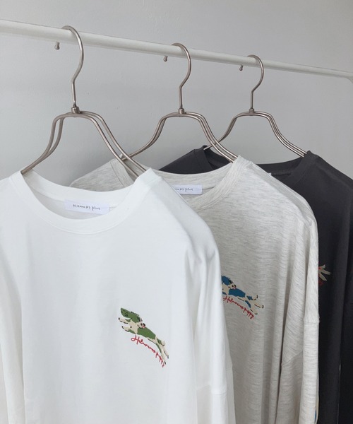 AS KNOW AS plus(アズノゥアズプラス)の「☆袖にもわんこ刺繍ロンT(Tシャツ/カットソー・レディース・オフホワイト/オートミール/スミクロ・FREE)」の21枚目の写真