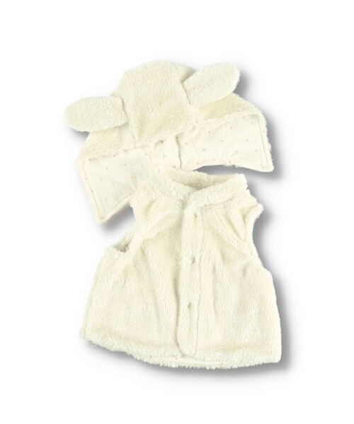 BRANSHES（ブランシェス）の「【ベビー】フード取り外し可能うさ耳ボアベスト（その他ベビー用品・キッズ・アイボリー/ピンク・FREE）」の6枚目の写真