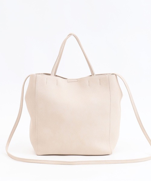 COOCO(クーコ)の「ソフトフェイクレザー2WAYトートバッグ(トートバッグ・レディース・ブラック/キャメル/ライトグリーン/アイボリー/ライトグレー/カーキ/サックスブルー/グレー系その他・9)」の10枚目の写真