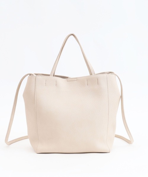 COOCO(クーコ)の「ソフトフェイクレザー2WAYトートバッグ(トートバッグ・レディース・ブラック/キャメル/ライトグリーン/アイボリー/ライトグレー/カーキ/サックスブルー/グレー系その他・9)」の12枚目の写真