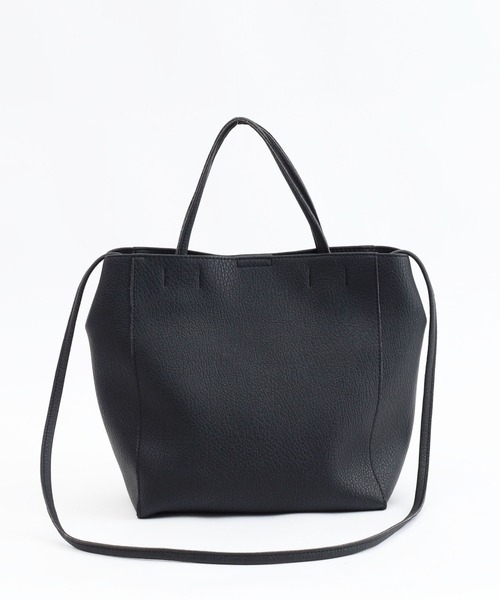 COOCO(クーコ)の「ソフトフェイクレザー2WAYトートバッグ(トートバッグ・レディース・ブラック/キャメル/ライトグリーン/アイボリー/ライトグレー/カーキ/サックスブルー/グレー系その他・9)」の15枚目の写真