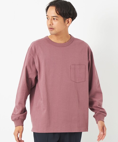 green label relaxing(グリーンレーベルリラクシング)の「ヘビーウェイト クルーネック カットソー(Tシャツ/カットソー・メンズ・ピンク/ダークグレー/ケリー/オフホワイト・M/XXL/L/S/XL)」の4枚目の写真