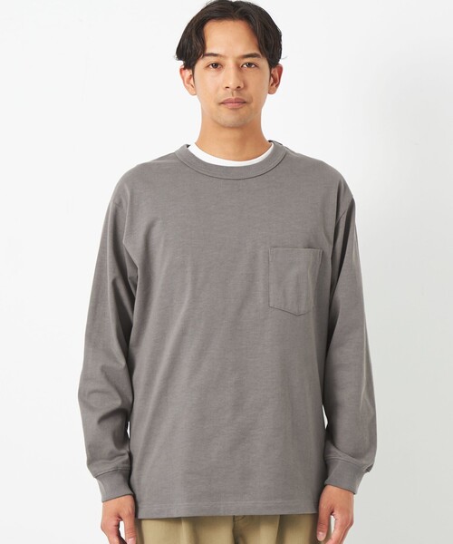 green label relaxing(グリーンレーベルリラクシング)の「ヘビーウェイト クルーネック カットソー(Tシャツ/カットソー・メンズ・ピンク/ダークグレー/ケリー/オフホワイト・M/XXL/L/S/XL)」の6枚目の写真