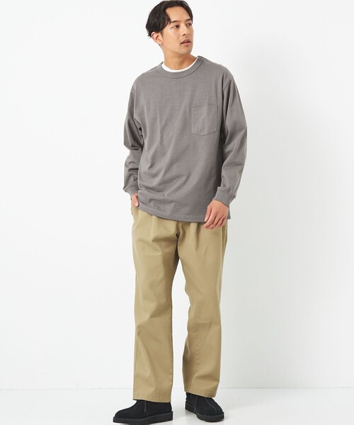 green label relaxing(グリーンレーベルリラクシング)の「ヘビーウェイト クルーネック カットソー(Tシャツ/カットソー・メンズ・ピンク/ダークグレー/ケリー/オフホワイト・M/XXL/L/S/XL)」の9枚目の写真